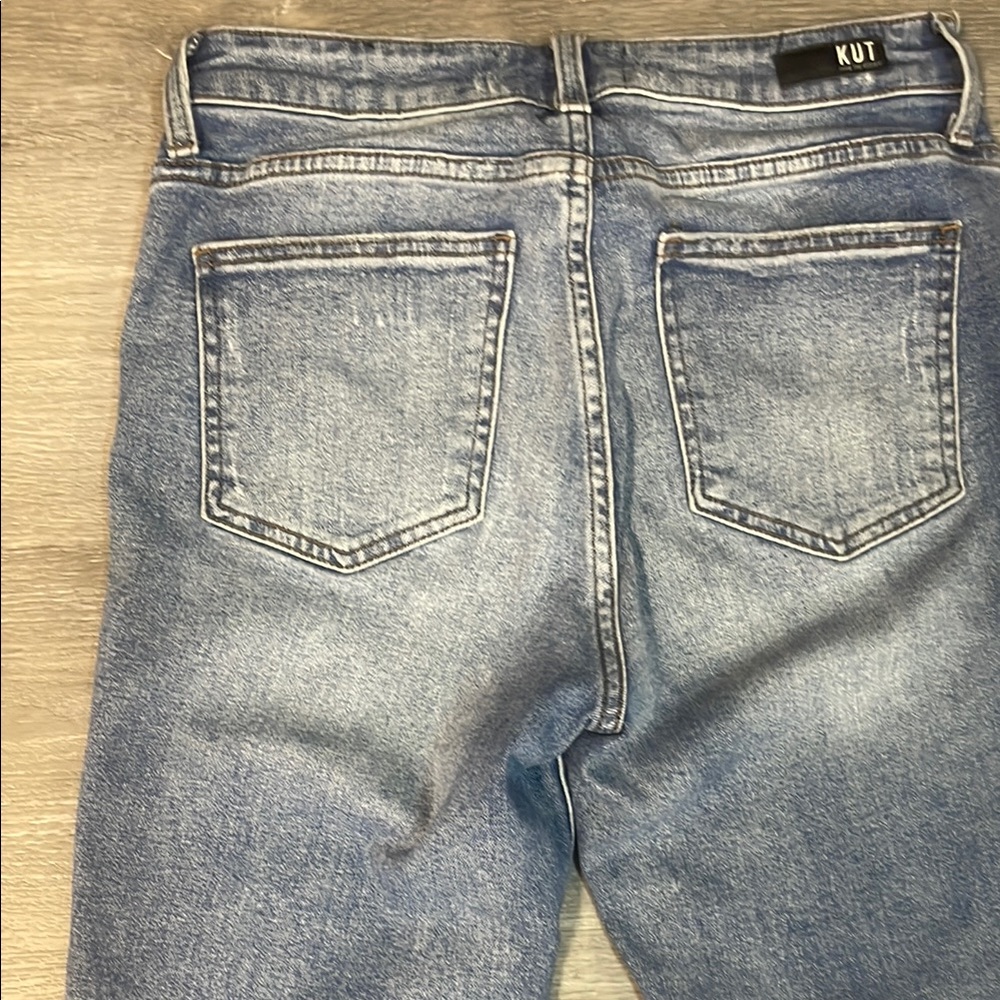 Kut from the Kloth Light Blue Distressed Straight Leg Jeans - Picture 7 of 9